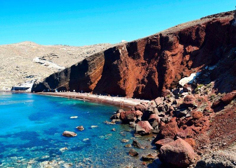 La spiaggia rossa di Santorini, foto